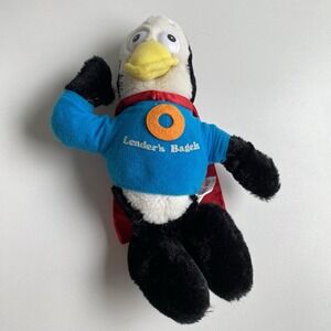 Lenders Bagels Plush Toy BAGEL BIRD.  Russ Berrie RARE Vintage‎ Penguin w/ Cape